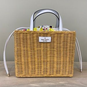 Kate Spade Lemon Print Sam Wicker Satchel, BNWT!